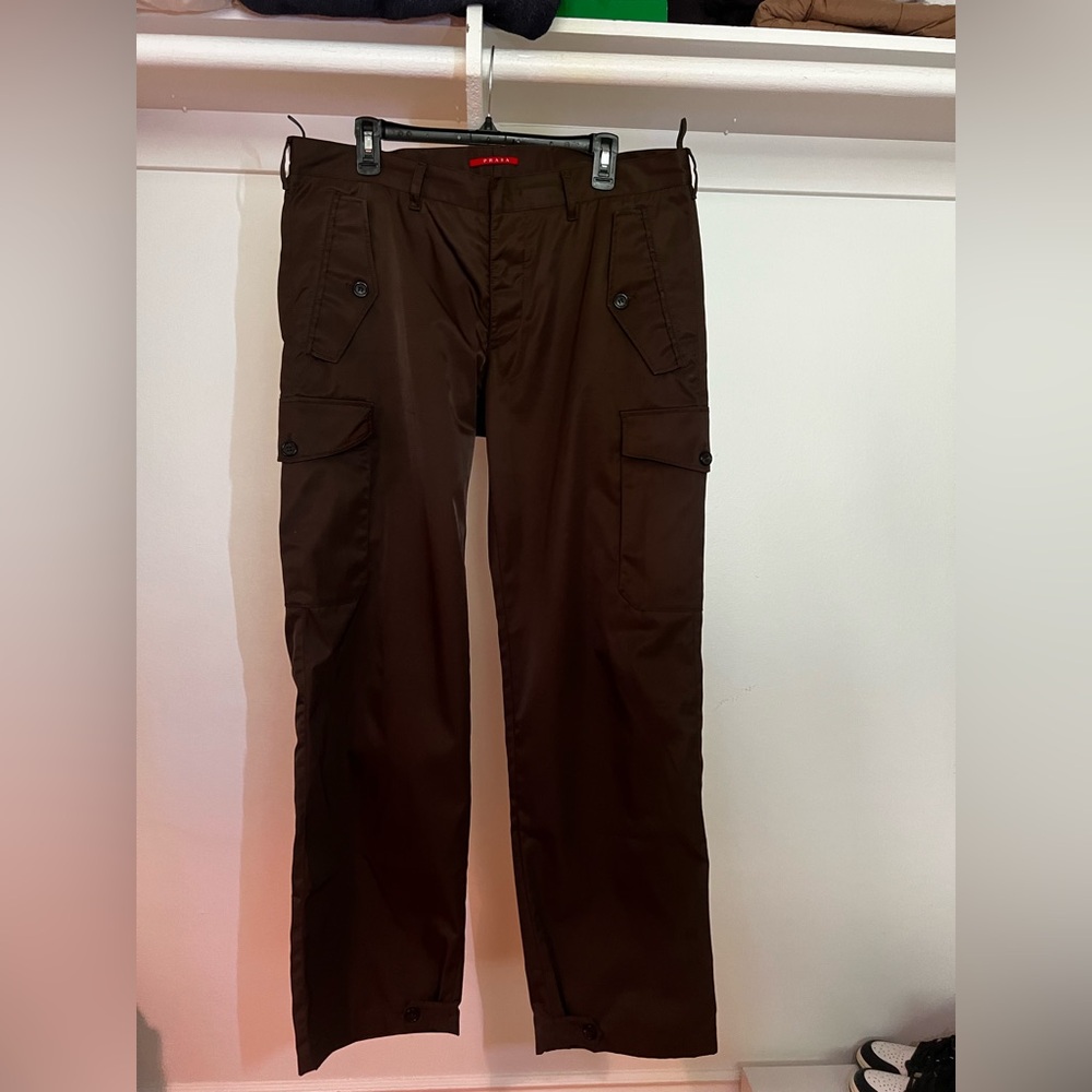 Prada Brown Nylon Cargo Pants. Size 52 Euro (Fits 34US waist)